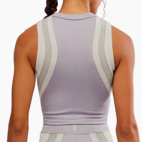 NWOT Free People Free Kick Crop Henley Lavender Sleeveless Muscle Top XS/S - Picture 4 of 10
